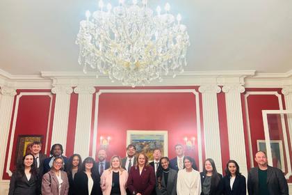 Ambassador Gergana Karadjova meets with a group of 13 students from Wilkes University